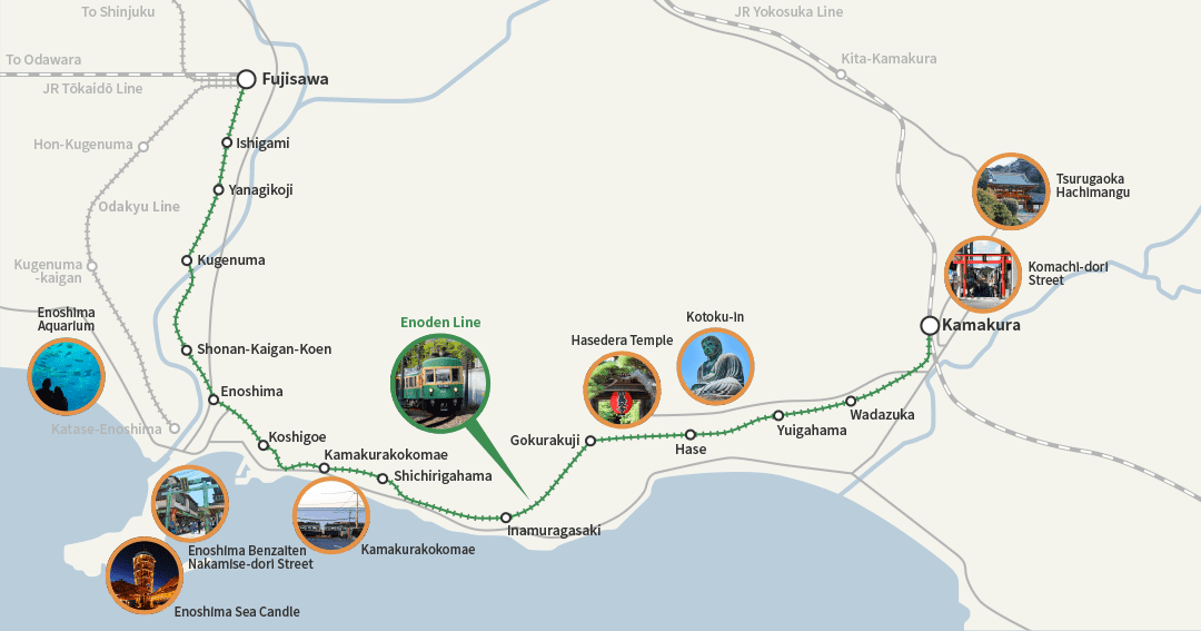 Map of the Enoshima and Kamakura Area