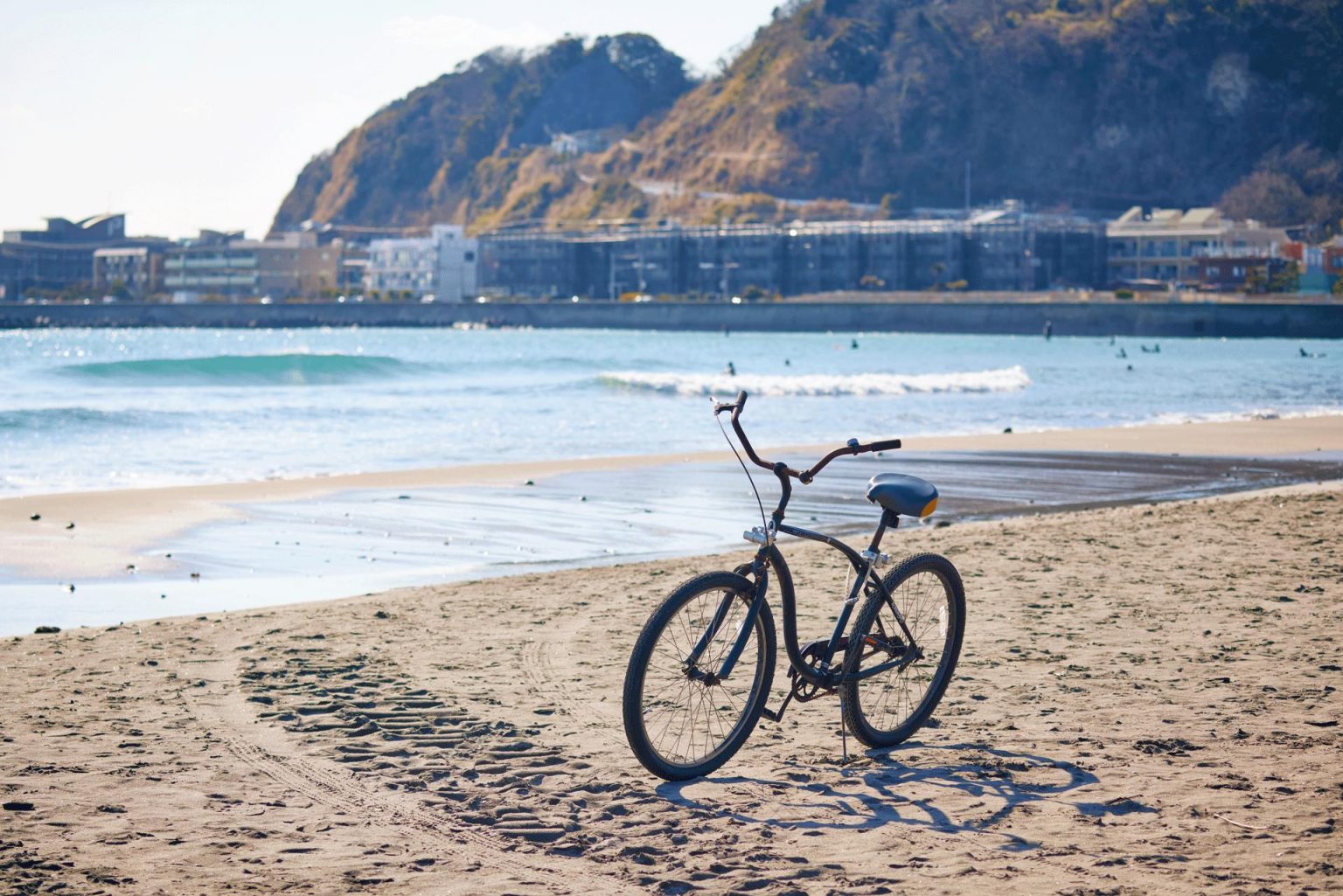 由比ガ浜と自転車